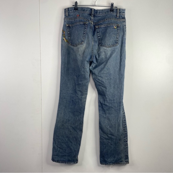 GAP Bootcut Jeans Size 8 Embroidered Jeans Mushroom Floral Flowers Button Fly - Picture 2 of 7